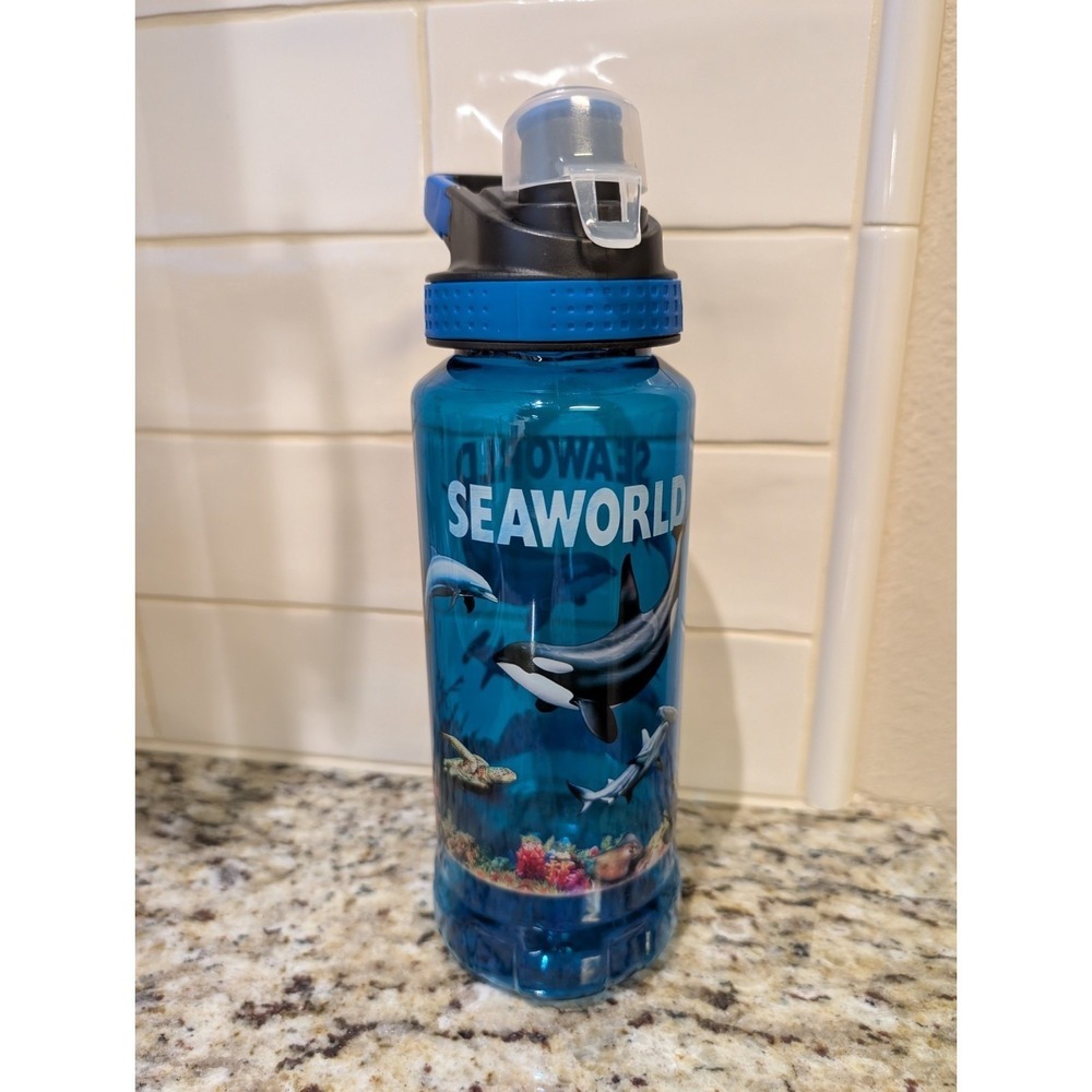 Sea World 2011 Cool Gear Water Bottle Busch Gardens Florida Blue BPA Free EUC - Picture 2 of 7